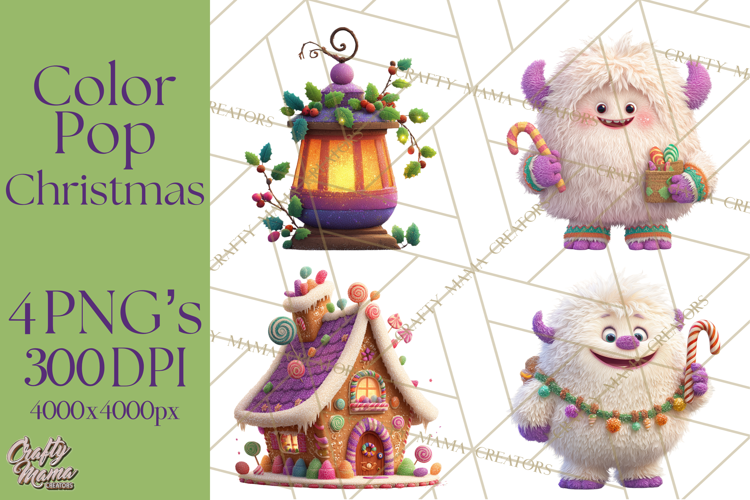 Christmas Clipart PNG, Bold Holiday Characters & Decor