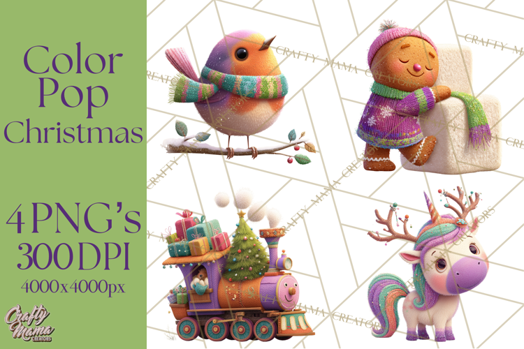 Christmas Clipart PNG, Bold Holiday Characters & Decor