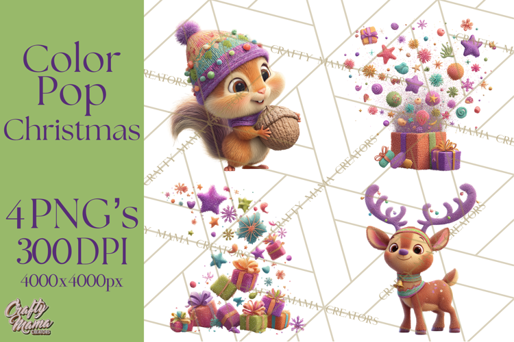Christmas Clipart PNG, Bold Holiday Characters & Decor