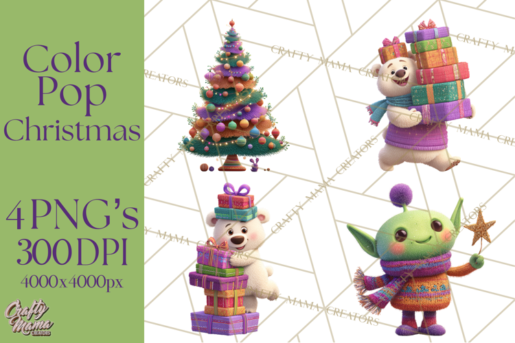 Christmas Clipart PNG, Bold Holiday Characters & Decor
