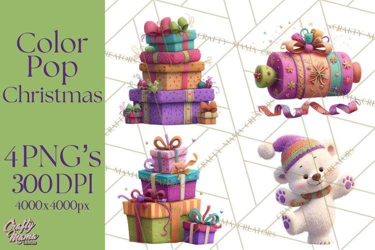 Christmas Clipart PNG, Bold Holiday Characters & Decor