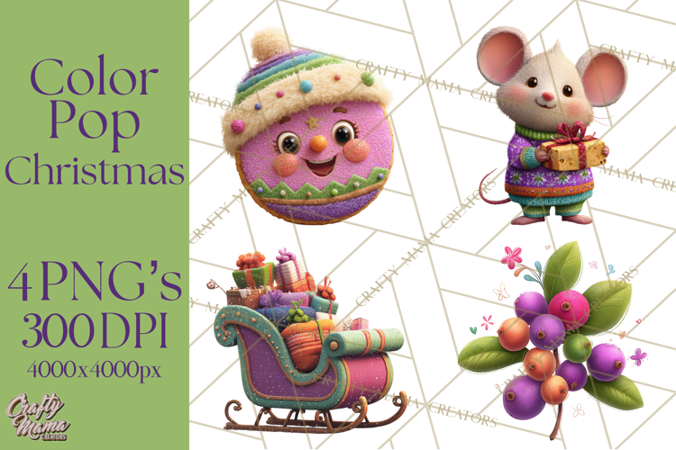Christmas Clipart PNG, Bold Holiday Characters & Decor