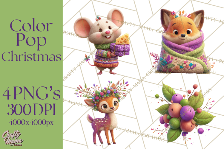 Christmas Clipart PNG, Bold Holiday Characters & Decor
