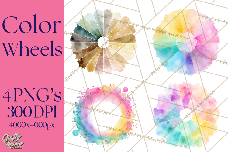 Color Wheel Clipart, Watercolor Paint Splash Art, Bright Png