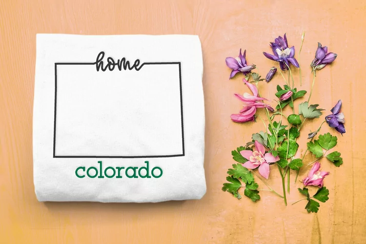 Colorado Home State Outline Embroidery - At Home in Colorado