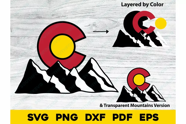 Colorado State Flag Mountains Design SVG PNG DXF EPS PDF