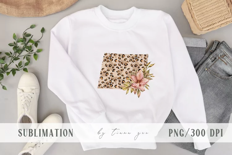 Floral Colorado state map sublimation / clipart - png file
