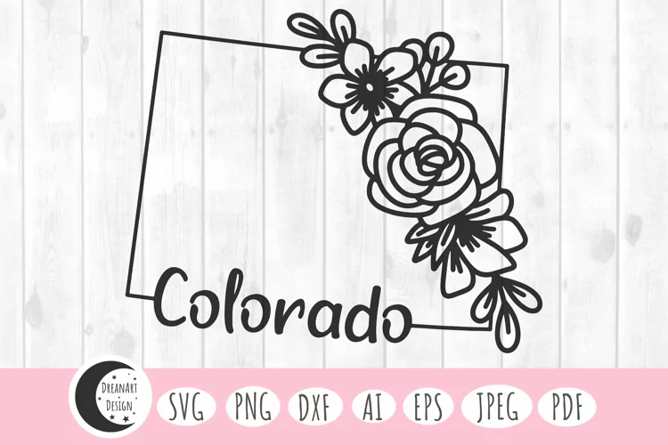 Floral Colorado state design| SVG | PNG | DXF