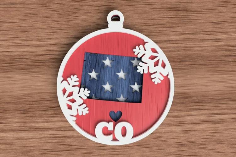 Christmas State Ornament Laser Cut File - Colorado