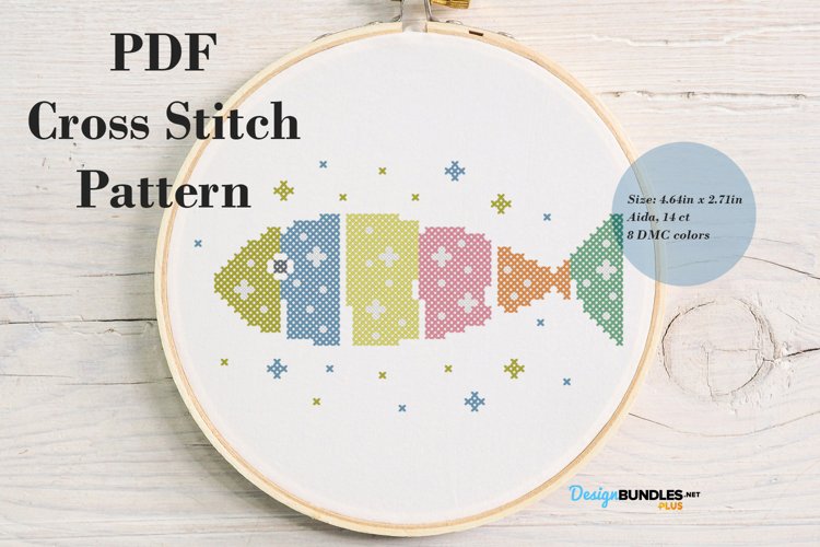 Colored Fish Cross Stitch Pattern - Digital Download PDF example image 1