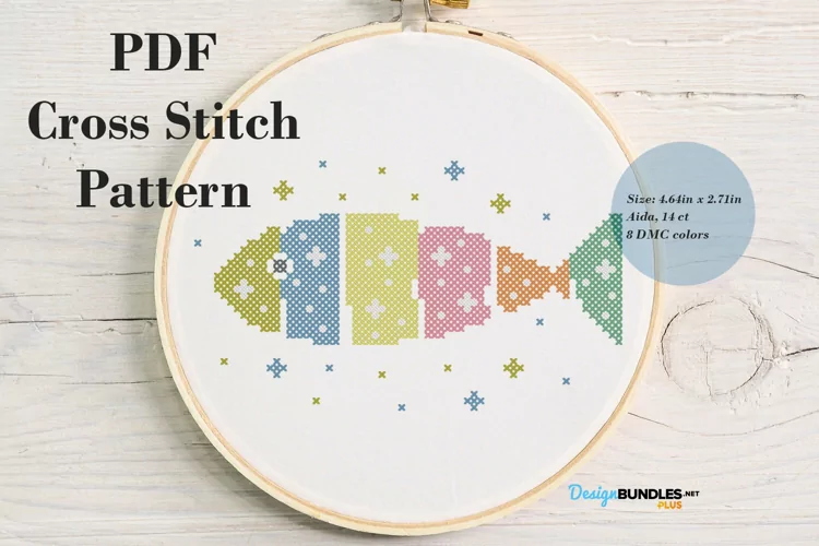 Colored Fish Cross Stitch Pattern - Digital Download PDF