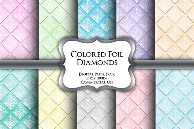 Colored Foil Diamonds Digital Paper Pack example image 1