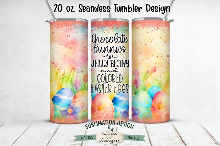 Colored Easter Eggs Watercolor 20oz Seamless Tumbler Wrap example image 1