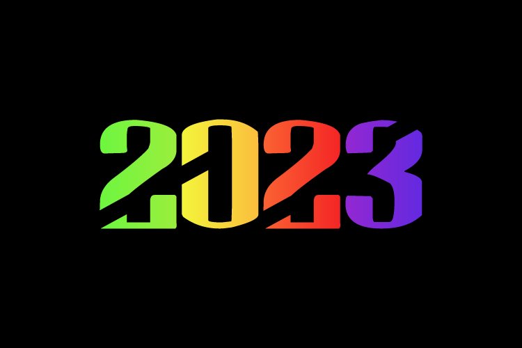 Colorful 2023 text number logo design vector