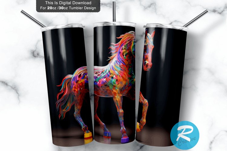 Colorful 3D Horse 20oz/30oz Skinny Tumbler