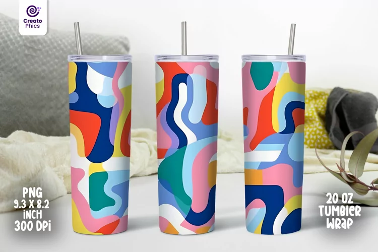 colorful abstract 20 oz straight tumbler wrap sublimation