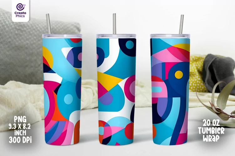 colorful abstract 20 oz straight tumbler wrap sublimation