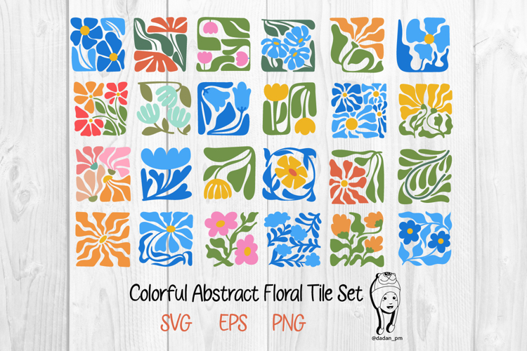 Colorful Abstract Floral Tile Set