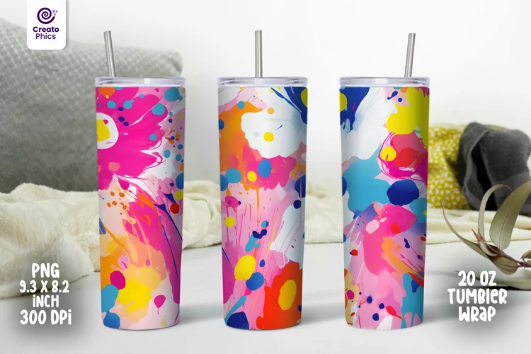 abstract floral 20 oz tumbler wrap flower sublimation PNG