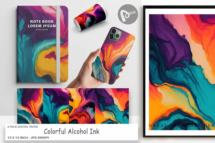 Digital Paper Colorful Alcohol Ink