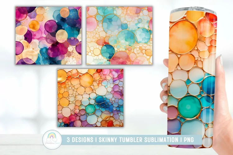 Colorful Alcohol Ink Seamless Tumbler Sublimation