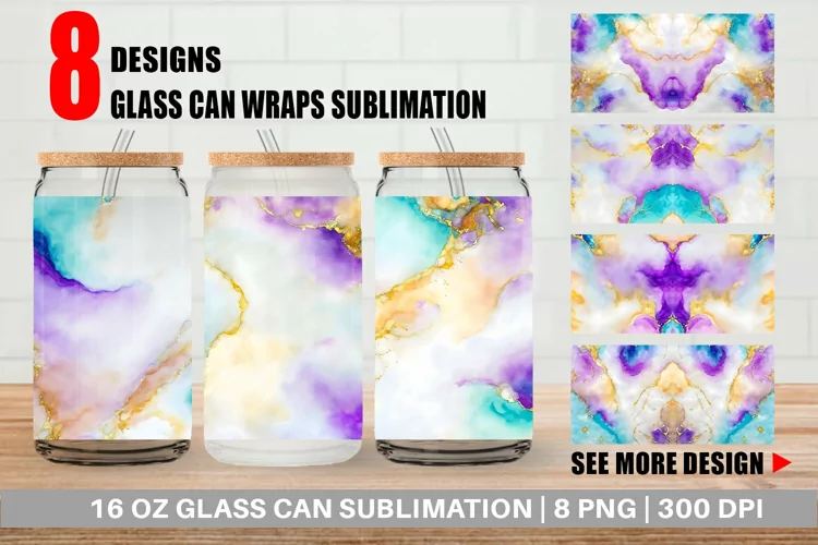 Colorful Alcohol Ink Texture Glass Can Wraps