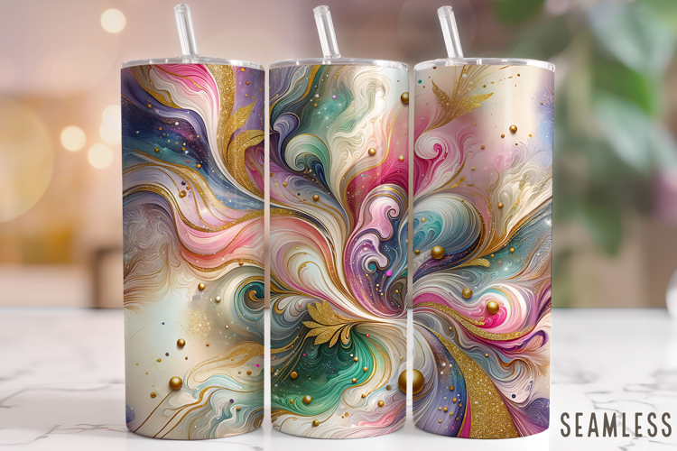 Alcohol Ink Tumbler Wrap, Marble Tumbler, Colorful Tumbler