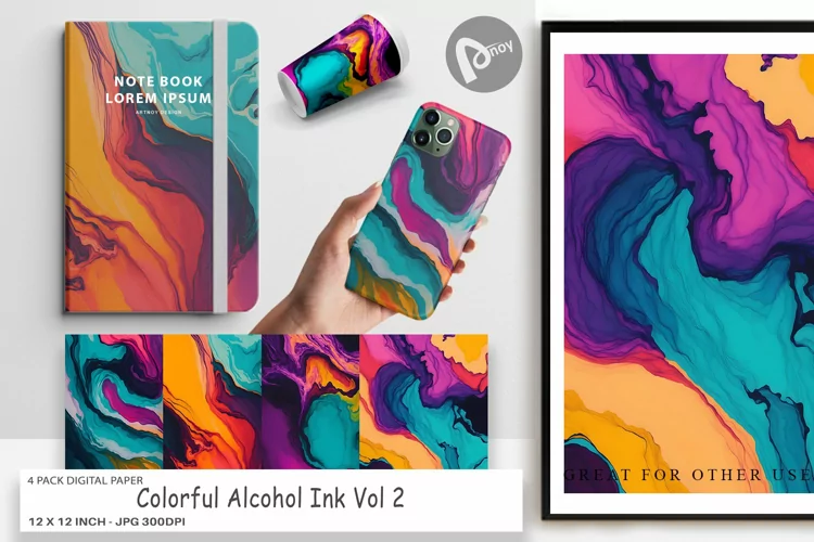 Digital Paper Colorful Alcohol Ink