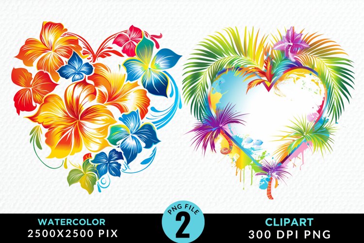 Colorful Beach Heart Artwork Clipart