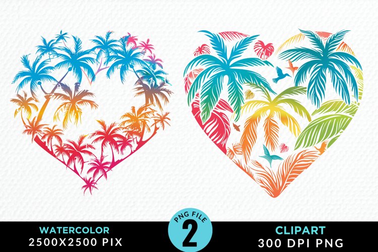 Colorful Beach Heart Artwork Clipart