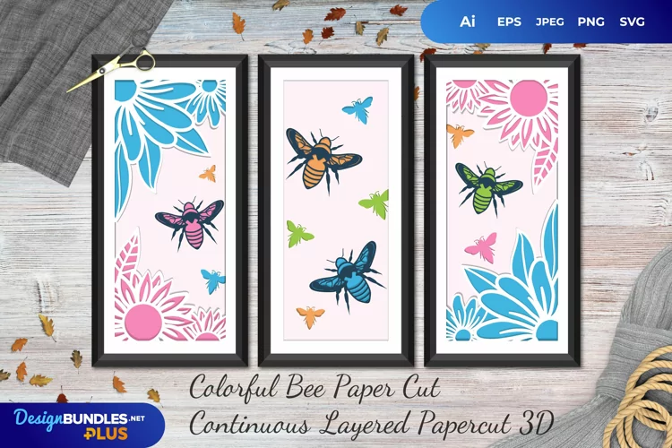 Colorful Bee Paper Cut | Continuous Layered Papercut