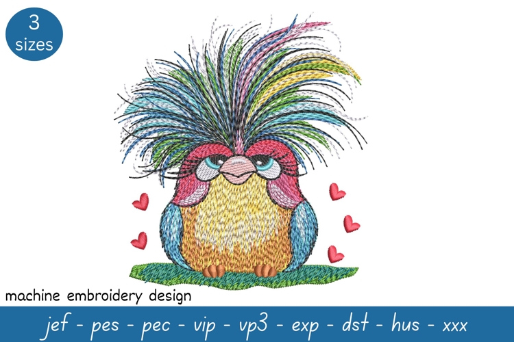Colorful Bird Embroidery Design - Funny Embroidery Pattern