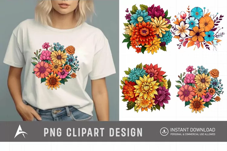 Watercolor Colorful Birth Month Flower Clipart