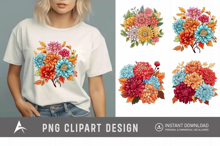 Watercolor Colorful Birth Month Flower Clipart