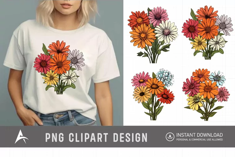 Watercolor Colorful Birth Month Flower Clipart