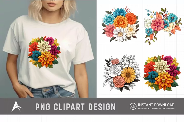 Watercolor Colorful Birth Month Flower Clipart