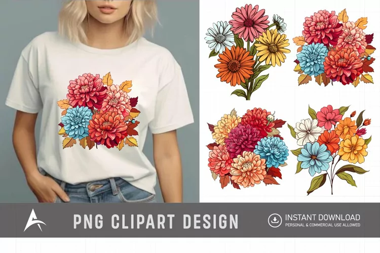 Watercolor Colorful Birth Month Flower Clipart