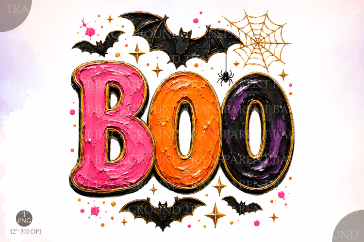 Colorful Boo Spooky Season PNG,Halloween Sublimation Design