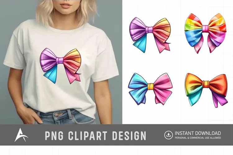 Watercolor Colorful Bows Clipart