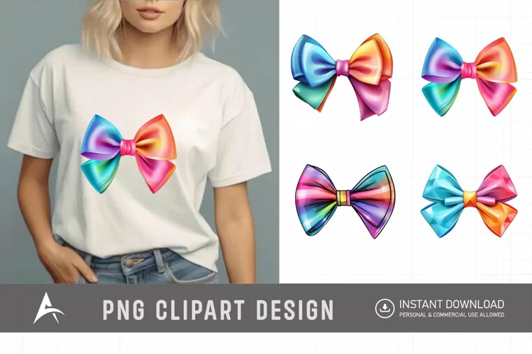 Watercolor Colorful Bows Clipart