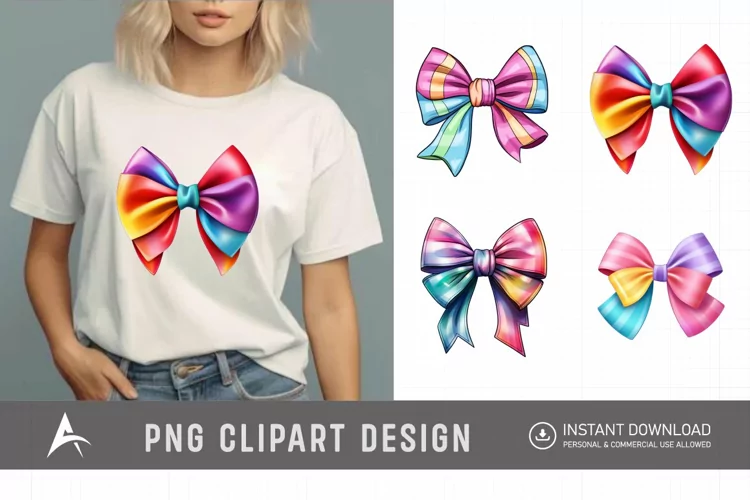 Watercolor Colorful Bows Clipart