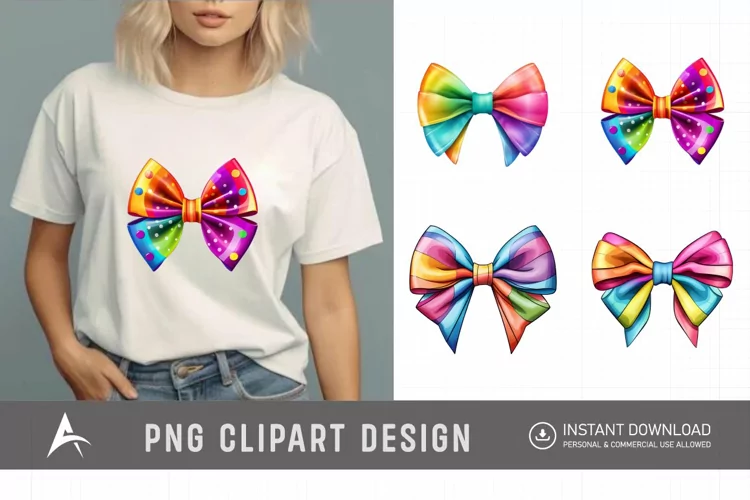 Watercolor Colorful Bows Clipart