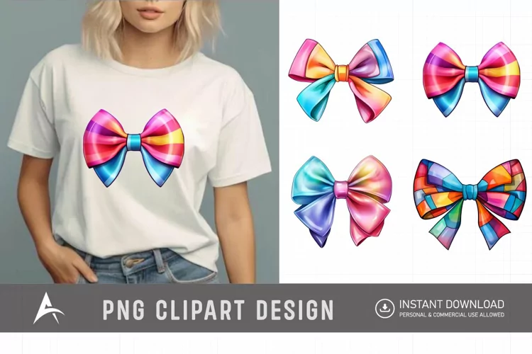 Watercolor Colorful Bows Clipart