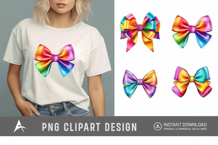 Watercolor Colorful Bows Clipart