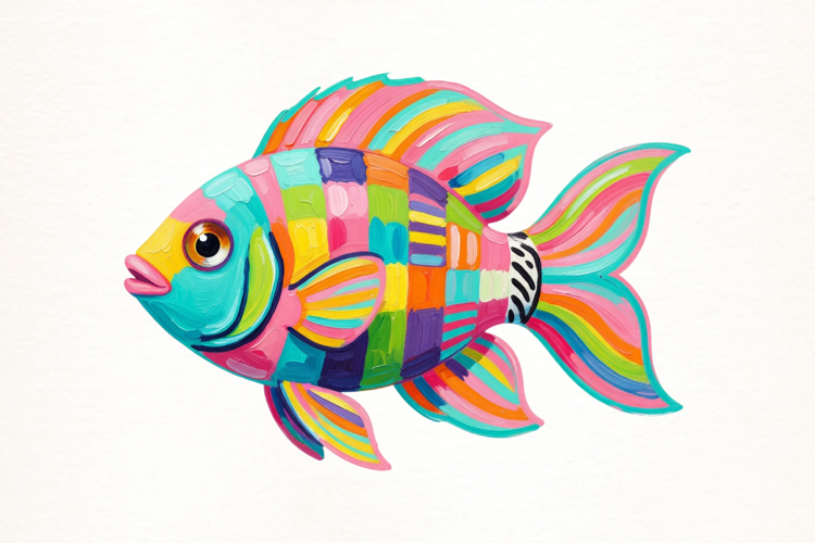 Colorful Brushstroke Summer Fish Png