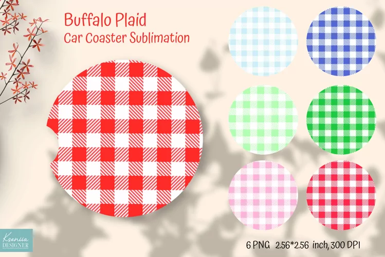 Colorful Buffalo Plaid Ideas For Car Coaster Sublimation