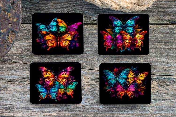 Colorful Butterflies -4" Coaster Sublimation -PNG Design example image 1