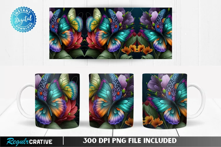 Colorful Butterfly 11 & 15 Oz Mug Sublimation