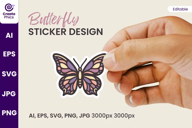 colorful butterfly sticker design craft illustration clipart