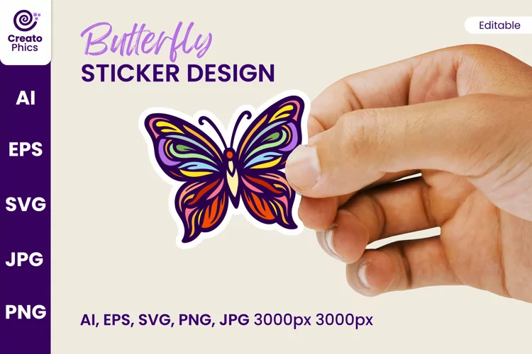 colorful butterfly sticker design craft illustration clipart